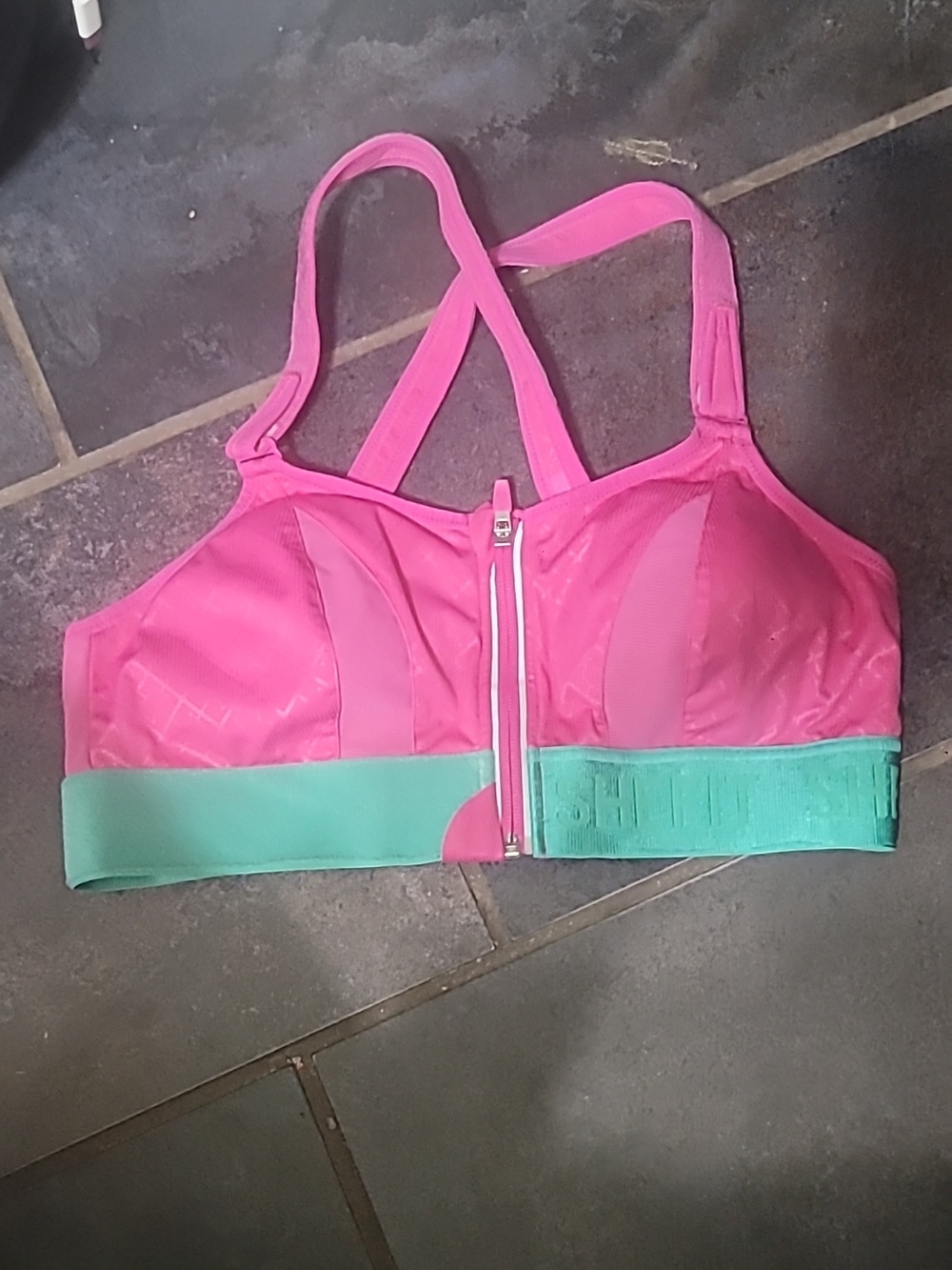 NWOT SheFit Pink Front-Zip High Support Sports Bra Size Luxe (Appx L) - Picture 2 of 7